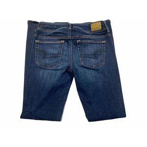 Womens American Eagle Kick Boot Blue Denim Jeans